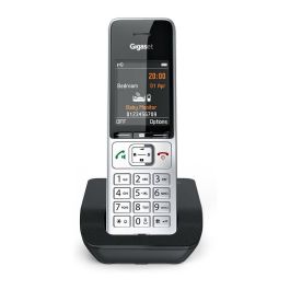 Gigaset COMFORT 500 Teléfono DECT Inalámbrico con Manos Libres, Identificador de Llamadas, 200 Entradas, Negro/Plata