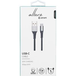 eSTUFF Cable USB-C a USB-A 1m Gris Nylon Trenzado Premium