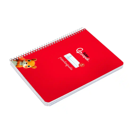 Liderpapel Cuaderno espiral Pautaguía A5, Tapa Dura, 80 Hojas, Papel 90gr, Cuadro Pautado 5mm, Rojo