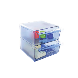 Archivo 2000 Archicubo archivo 2000 Organizador Modular Apilable 2 Cajones Plástico Azul Transparente 190x150x150 mm