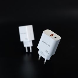 NANOCABLE CARGADOR USB-C/PD + USB-A/QC 30W BLANCO