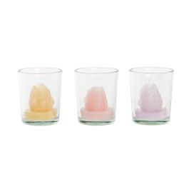 DKD Home Decor Vela Shabby Surtido Colores Amarillo, Lila, Rosa de Cera y Cristal 5x7x5 cm - Pack de 12 Unidades