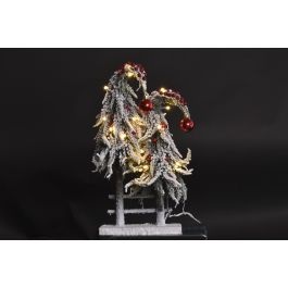 DKD Home Decor Árbol de Navidad Tradicional Blanco, Rosa y Verde, 45x23x10 cm, de PVC y LED (2 Unidades)