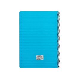 Cuaderno Espiral Liderpapel Folio Pautaguia Tapa Plastico 80H 75 gr Cuadro Pautado 4 mm Con Margen Color Azul