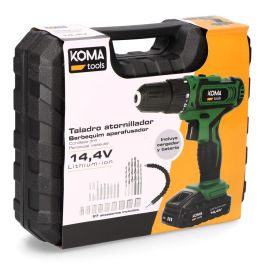 Koma Tools Taladro Atornillador 14.4V con Maletín, Juego de Puntas, Brocas y Luz LED Koma Tools Taladro Atornillador 14.4V con Maletín, Juego de Puntas, Brocas y Luz LED