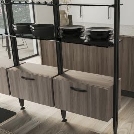 Emuca Lote de soportes para 5 estantes de cristal para la estructura Zero, cristales no incluidos, Zamak, Pintado color negro texturizado