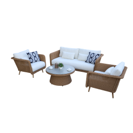 DKD Home Decor Sofá 188 x 89 x 65 cm Set de 4 Piezas Ratán Sintético Aluminio