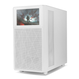 Nox NXHUMMERBIOSWH Caja Gaming Semitorre Hummer BIOS con Pantalla LCD 8", Panel Mesh, Cristal Templado, USB 3.0/Type-C, ATX, Blanca