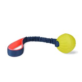 Coachi Tuggi Ball Pelota para Perros y Cachorros | Juguete de Entrenamiento Resistente, Goma Elástica, Asa Neopreno | Azul-Coral-Lima