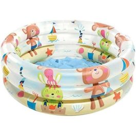 Piscina hinchable 3 aros animales con suelo hinchable (capacidad 28 litros)(1-3 años) 61x22 cm