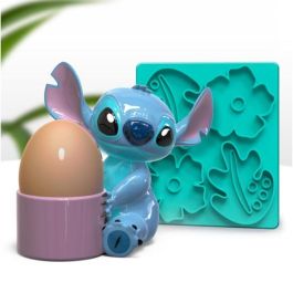 PALADONE Set de Huevera y Molde Stitch Disney en Cerámica y PVC para Tostadas