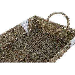 Bandeja Boho DKD Home Decor Natural Blanco 30.5 x 13 x 51 cm Set de 3