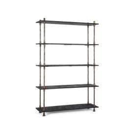 Giner Y Colomer Librero Industrial en Metal y Madera Negro y Bronce