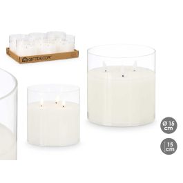 Vela LED 3 Luces en Vaso de Cristal Giftdecor 15x15x15 cm - Blanco/Transparente (6 Unidades) Precio: 64.79000055. SKU: B1EFEENJYL