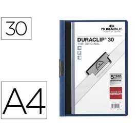 Durable Carpeta Duraclip Dossier con Pinza Lateral Azul Oscuro, Capacidad 30 Hojas, Formato Din A4 Precio: 1.88999943. SKU: BIX142200-07