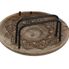 DKD Home Decor Soporte Incienso Arabe Mandala Marron Negro Mango Hierro 15 x 7 x 15 cm (4 Unidades)