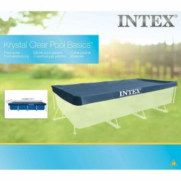 Intex Cubierta protectora de lona para piscina tubular rectangular de 4.50 m, con rejilla de drenaje y solapa de 20 cm para sujeción