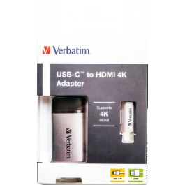 Verbatim Adaptador USB-C a HDMI 4K, Conexión para Smartphones, Laptops y MacBooks, Soporta Resolución Ultra HD 4K