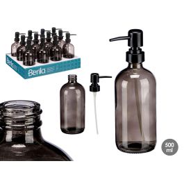 Berilo Dosificador Redondo de Vidrio y Plástico Gris 500 ml (9.5x21.4x7.4 cm) (12 Unidades)