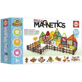 EDUCA EDU8412668202702 Magnetics Zoo Park - Juego de Construcción - 50 piezas magnéticas, 4 animales, 8 cartas - Desde 3 años
