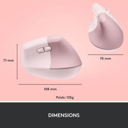 LOGITECH Raton Inalambrico 6 botones Ergonomico, Vertical, Videojuegos color Rosa