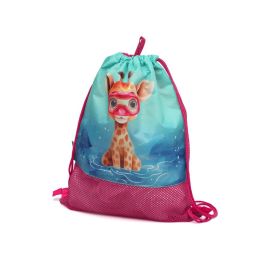 KioKids Bolsa de Playa y Mochila Transpirable Niños +0 meses Safari Fun Fucsia con Tela Perforada para Arena
