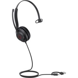 Yealink UH35 Mono Teams Auriculares con Diadema, Conexión USB-C y USB-A para Llamadas y Música, Color Negro