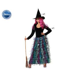 Disfraz Bruja Verde Vestido Largo Con Sombrero Mujer Adulta Talla XS-S