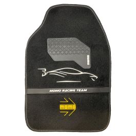 MOMO MOMLCM4A7BW Set 4 Alfombrillas Coche Universales Poliéster Negro Blanco Reforzadas Antideslizantes para Todas Condiciones