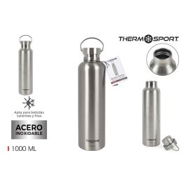 Thermosport Botella Termo de Acero Inoxidable con Asa, 1000 ml (1 L), 30,5 cm Alto x 8 cm Diámetro (6 Unidades)