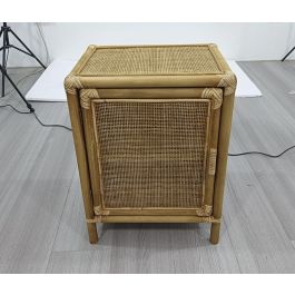 DKD Home Decor Mesita Auxiliar de Abeto y Ratán Tropical con 1 Puerta y 1 Estante Marrón Claro 46x35x60 cm DKD Home Decor Mesita Auxiliar de Abeto y Ratán Tropical con 1 Puerta y 1 Estante Marrón Claro 46x35x60 cm