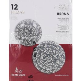 Inde Vajilla Berna Monaco 12 Piezas Brillo-Redo - Plato 26 cm, Taza 21 cm, Tazón 20 cm (2 Unidades)