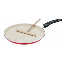 GSW 456715 Crepera de Aluminio 26 cm con Espátula, Exterior Silicona Roja, Para Todo Tipo de Fuegos Incluida Inducción
