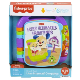 Fisher Price Libro interactivo de perritos infantiles para bebés - Aprende letras, números y palabras - 6 meses y +