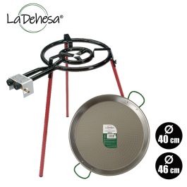 La Dehesa Set Paellera Pulida 46 cm con Quemador 400 mm de Metal (Set de 4)