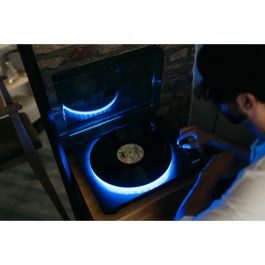 Lenco LS-50LED LS-50LEDBK Tocadiscos de Tracción por Correa Manual Negro con Altavoces y Preamplificador, 33/45/78 RPM