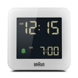 Braun BC-09-W Reloj Despertador Digital Blanco con Pantalla LCD Retroiluminada y Función Snooze