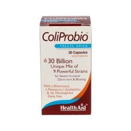 HEALTH AID Coliprobio 30 cápsulas, complemento con probióticos y prebióticos FOS para flora intestinal y defensas. Precio: 41.5000003. SKU: B16AD44RYR