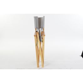 DKD Home Decor Silla Director Plegable para Terraza Jardín de Pino y Poliéster Gris Natural 48x56x87 cm Altura Asiento 47cm, 100kg