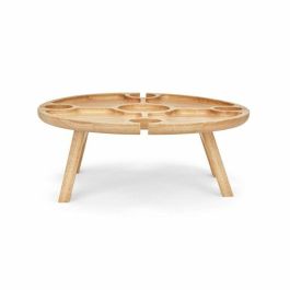 Livoo MES150 Bandeja para aperitivos de madera de caucho con 4 ranuras para vasos y patas plegables