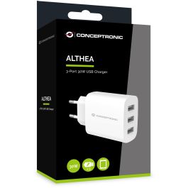Conceptronic ALTHEA13W Cargador 3 Puertos USB-A 30W 5V/2.4A Blanco