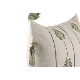 DKD Home Decor Cojín Boho Crudo Verde 50 x 30 cm Algodón con Cremallera (2 Unidades)