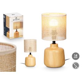 Giftdecor Lámpara de Sobremesa Efecto Madera Redonda, Cerámica, 14x20.5x14 cm (12 Unidades)