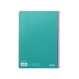 Cuaderno Espiral Liderpapel Folio Witty Tapa Dura 80H 75 gr Cuadro 4 mm Con Margen Color Turquesa 5 unidades