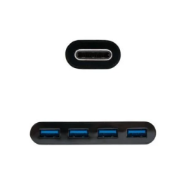 Nano Cable 10.16.4401-BK Hub USB Tipo-C a 4xUSB 3.0 Negro Plug and Play