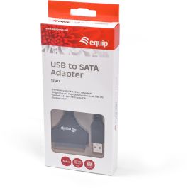 EQUIP Adaptador USB 3.0 a SATA, Negro, 5 Gbit/s, 0.50m sw