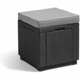 ALLIBERT by KETER Mesa de Jardín/Comedor Cube con Almacenamiento, Cojín y Multiusos - Imitación Ratán Grafito Resistente Precio: 55.89000043. SKU: S7103580