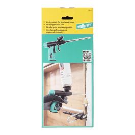 Wolfcraft Pistola Dosificadora para Espuma de Montaje Metal/Plástico Mango Ergonómico Incluye 2 Boquillas y 2 Prolongaciones Flexibles