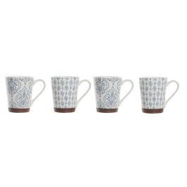 DKD Home Decor Mug Árabe Set 4 de Gres 300ml con Azulejos Azul Marrón Apto Microondas y Lavavajillas Colección Blue Lianfeng DKD Home Decor Mug Árabe Set 4 de Gres 300ml con Azulejos Azul Marrón Apto Microondas y Lavavajillas Colección Blue Lianfeng