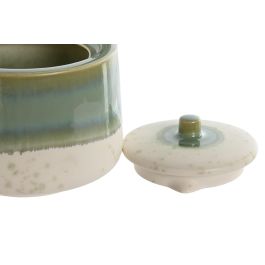 DKD Home Decor Jade 24 Tetera Porcelana y Bambú Verde Blanco 1L 14 x 18.5 x 16.5 cm